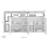 Buffet cuisine salon 4 portes blanc brillant bois 184 cm Cadiz BP Prix