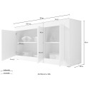 Crédence moderne meuble bas noir 3 portes 160cm effet marbre Modis MB Basic Catalogue