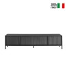 Meuble TV moderne pour salon 4 portes noir Montgomery Steel Vente