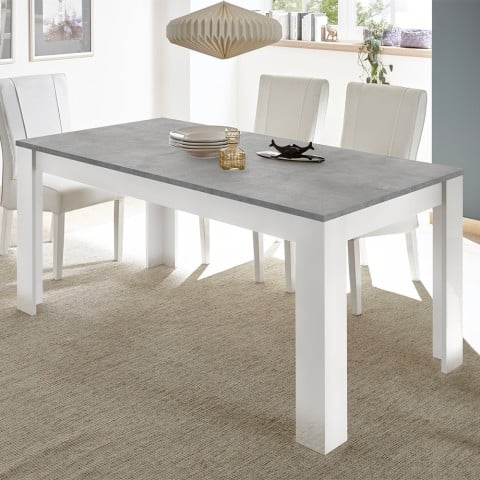 Table à manger design moderne blanc ciment Cesar Basic 180x90cm Promotion