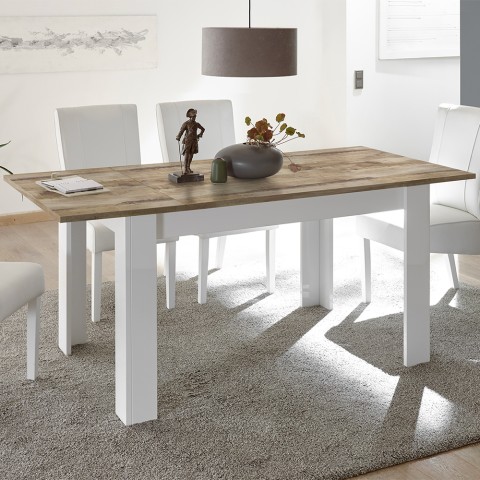 Table de cuisine extensible blanc brillant bois 90x137-185cm Dyon Basic Promotion