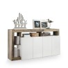 Buffet cuisine salon 4 portes blanc brillant bois 184 cm Cadiz BP Remises