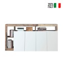 Buffet cuisine salon 4 portes blanc brillant bois 184 cm Cadiz BP Vente