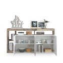 Buffet cuisine salon 4 portes blanc brillant bois 184 cm Cadiz BP Réductions