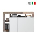 Buffet moderne en bois, 3 portes, blanc brillant, 146 cm Hailey BP Vente