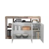 Buffet moderne en bois, 3 portes, blanc brillant, 146 cm Hailey BP Réductions
