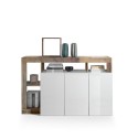 Buffet moderne en bois, 3 portes, blanc brillant, 146 cm Hailey BP Remises