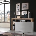 Buffet moderne en bois, 3 portes, blanc brillant, 146 cm Hailey BP Choix