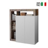Buffet bas bois séjour 2 portes blanc brillant Blume BP Vente