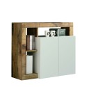 Buffet en bois 2 portes blanc brillant salon moderne Reva BP Offre