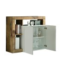 Buffet en bois 2 portes blanc brillant salon moderne Reva BP Remises