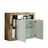 Madia bahut en bois à 2 portes blanc brillant pour salon moderne Reva BP Remises