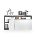 Buffet de salon design moderne 4 portes noir blanc brillant Cadiz BX Remises