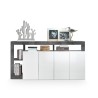 Buffet de salon design moderne 4 portes noir blanc brillant Cadiz BX Remises