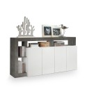 Buffet de salon design moderne 4 portes noir blanc brillant Cadiz BX Réductions