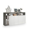 Buffet de salon design moderne 4 portes noir blanc brillant Cadiz BX Réductions