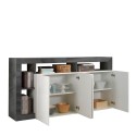 Buffet de salon design moderne 4 portes noir blanc brillant Cadiz BX Modèle