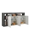 Buffet de salon design moderne 4 portes noir blanc brillant Cadiz BX Modèle