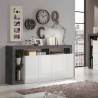 Buffet de salon design moderne 4 portes noir blanc brillant Cadiz BX Dimensions