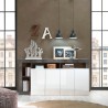 Buffet de salon design moderne 4 portes noir blanc brillant Cadiz BX Prix