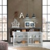Buffet de salon design moderne 4 portes noir blanc brillant Cadiz BX 