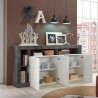 Buffet de salon design moderne 4 portes noir blanc brillant Cadiz BX 