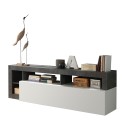 Meuble TV design moderne 184cm noir blanc brillant Dorian BX Offre