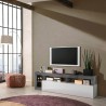 Meuble TV portable design moderne 184cm noir blanc brillant Dorian BX. Promotion