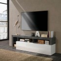 Meuble TV design moderne 184cm noir blanc brillant Dorian BX Réductions