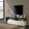 Meuble TV design moderne 184cm noir blanc brillant Dorian BX Réductions