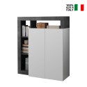 Buffet moderne noir 2 portes blanc brillant Blume BX Vente