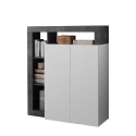 Buffet moderne noir 2 portes blanc brillant Blume BX Offre