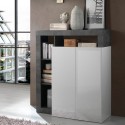 Buffet moderne noir 2 portes blanc brillant Blume BX Promotion