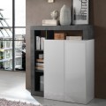Buffet moderne noir 2 portes blanc brillant Blume BX Promotion