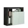 Buffet moderne blanc brillant 2 portes noir Reva BX Offre
