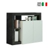 Buffet moderne blanc brillant 2 portes noir Reva BX Vente