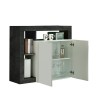 Buffet moderne blanc brillant 2 portes noir Reva BX Remises