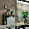 Buffet moderne blanc brillant 2 portes noir Reva BX Réductions