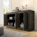 Crédence moderne meuble bas noir 3 portes 160cm effet marbre Modis MB Basic Réductions
