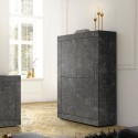 Bahut haut design moderne 4 portes effet marbre noir Novia MB Basic Remises
