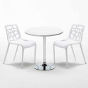 Table blanche ronde 70x70cm 2 Chaises colorées intérieur bar café Gelateria Long Island Achat