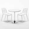 Table blanche ronde 70x70cm 2 Chaises colorées intérieur bar café Gelateria Long Island Achat