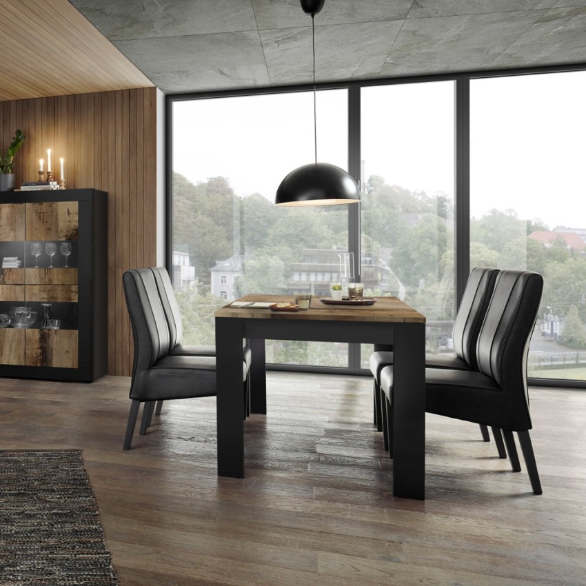 Table de salle à manger 180x90cm noir bois industriel Bolero Basic Promotion