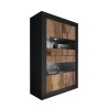 Vitrine de salon 4 portes en verre noir bois industriel Tina NP Basic Offre
