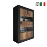 Vitrine de salon 4 portes en verre noir bois industriel Tina NP Basic Remises