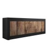 Meuble TV industriel 210cm, 2 portes, 2 tiroirs, bois noir Visio NP Offre