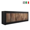 Meuble TV industriel 210cm, 2 portes, 2 tiroirs, bois noir Visio NP Vente