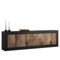 Meuble TV industriel 210cm, 2 portes, 2 tiroirs, bois noir Visio NP Remises