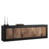 Meuble TV industriel 210cm, 2 portes, 2 tiroirs, bois noir Visio NP Remises