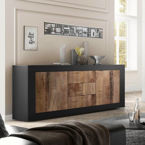 Buffet style industriel salon 3 tiroirs 2 portes Tribus NP Basic Promotion